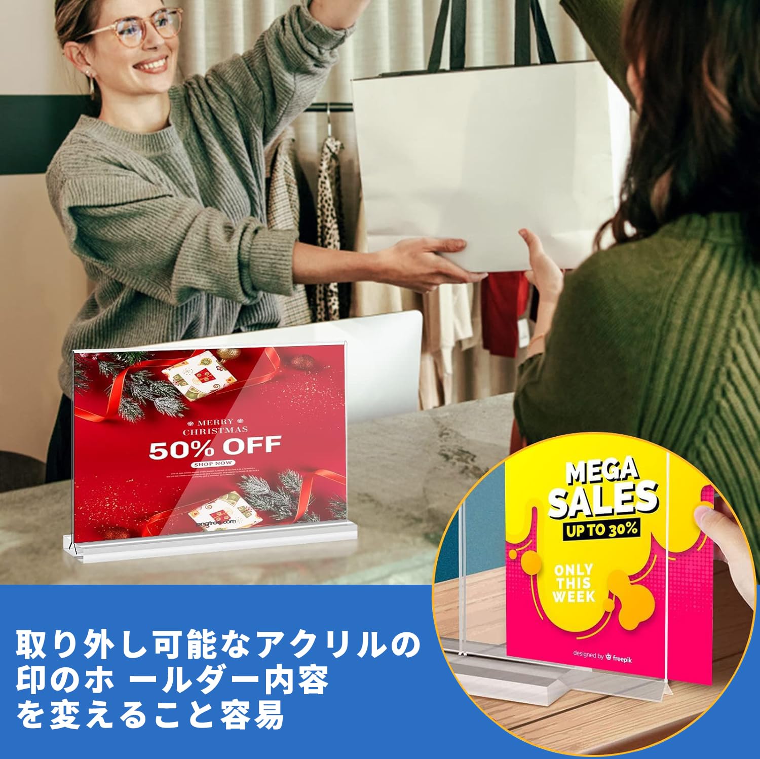 Amazon.co.jp: Vicikey アクリルスタンド 写真立て 透明 T字型 両面用